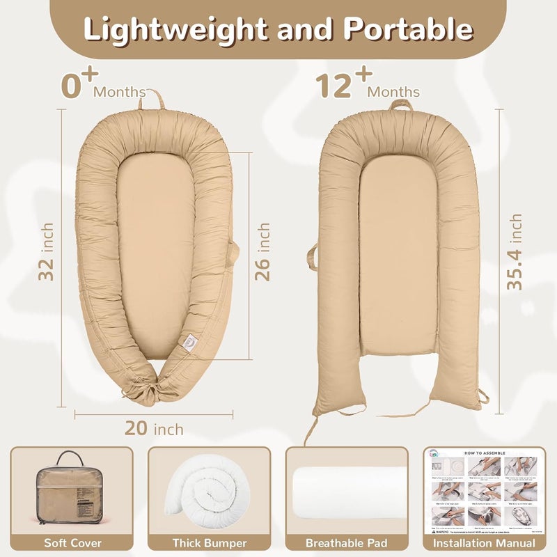 EAQ Baby Lounger, Infant Lounger for Newborn,Portable Baby Nest Cover Breathable & Soft, Newborn Essentials - Image 4